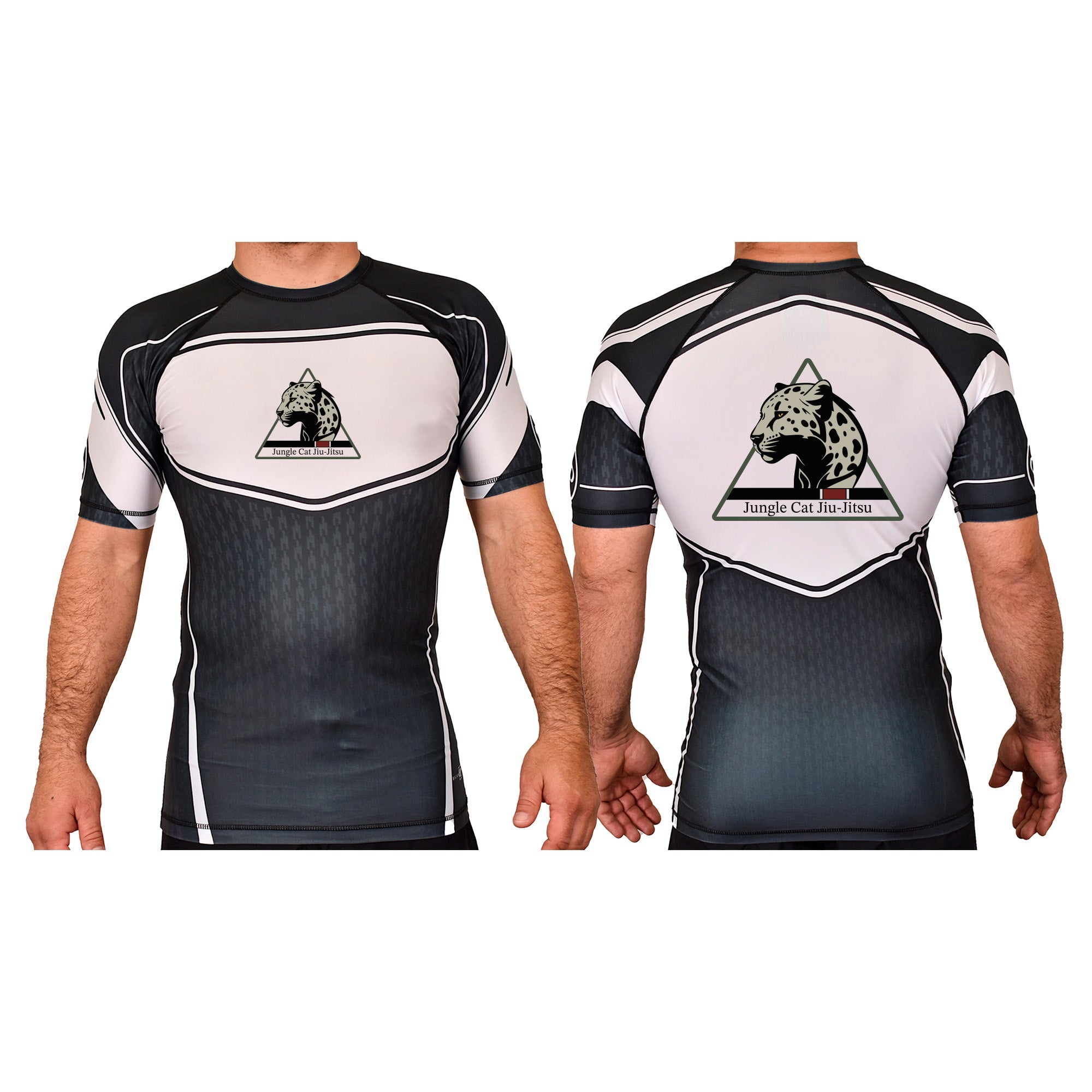 Cat Rash Guard Jungle Cat Jiu Jitsu Academy Rash Guards Black/White #8182 A - Break ...