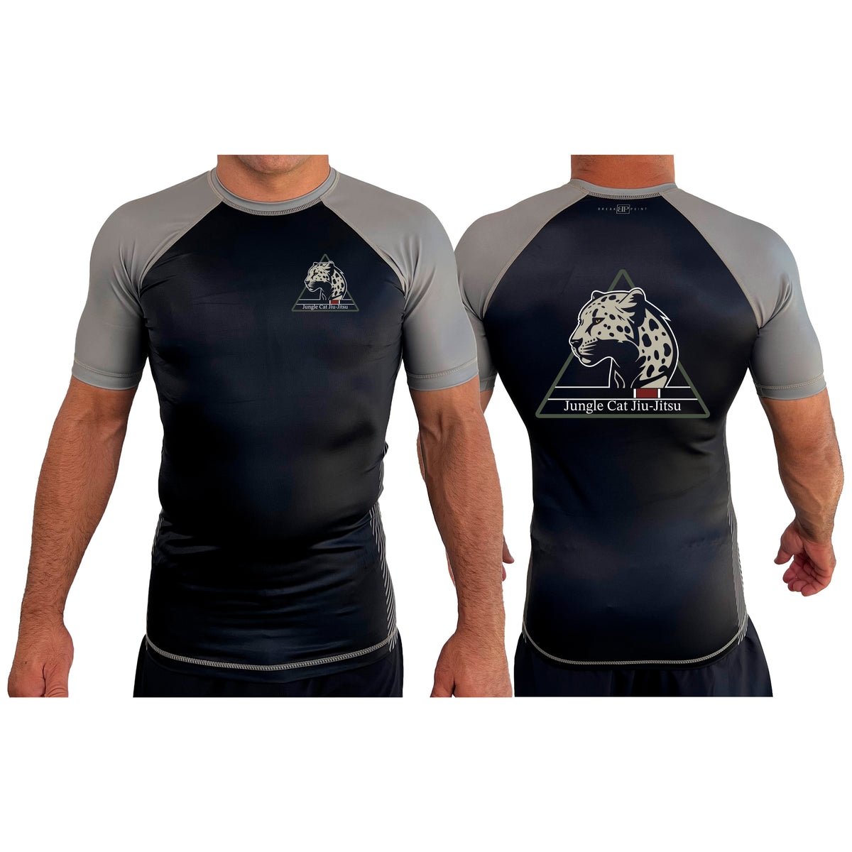 Jungle Cat Jiu Jitsu All Black Ranked Short Sleeve Rash Guards #8182 A