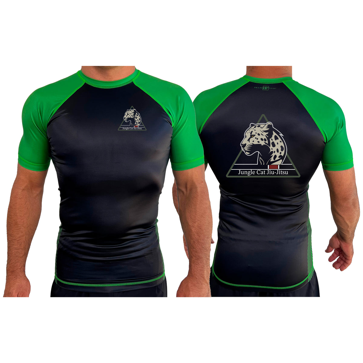 Jungle Cat Jiu Jitsu All Black Ranked Short Sleeve Rash Guards #8182 A
