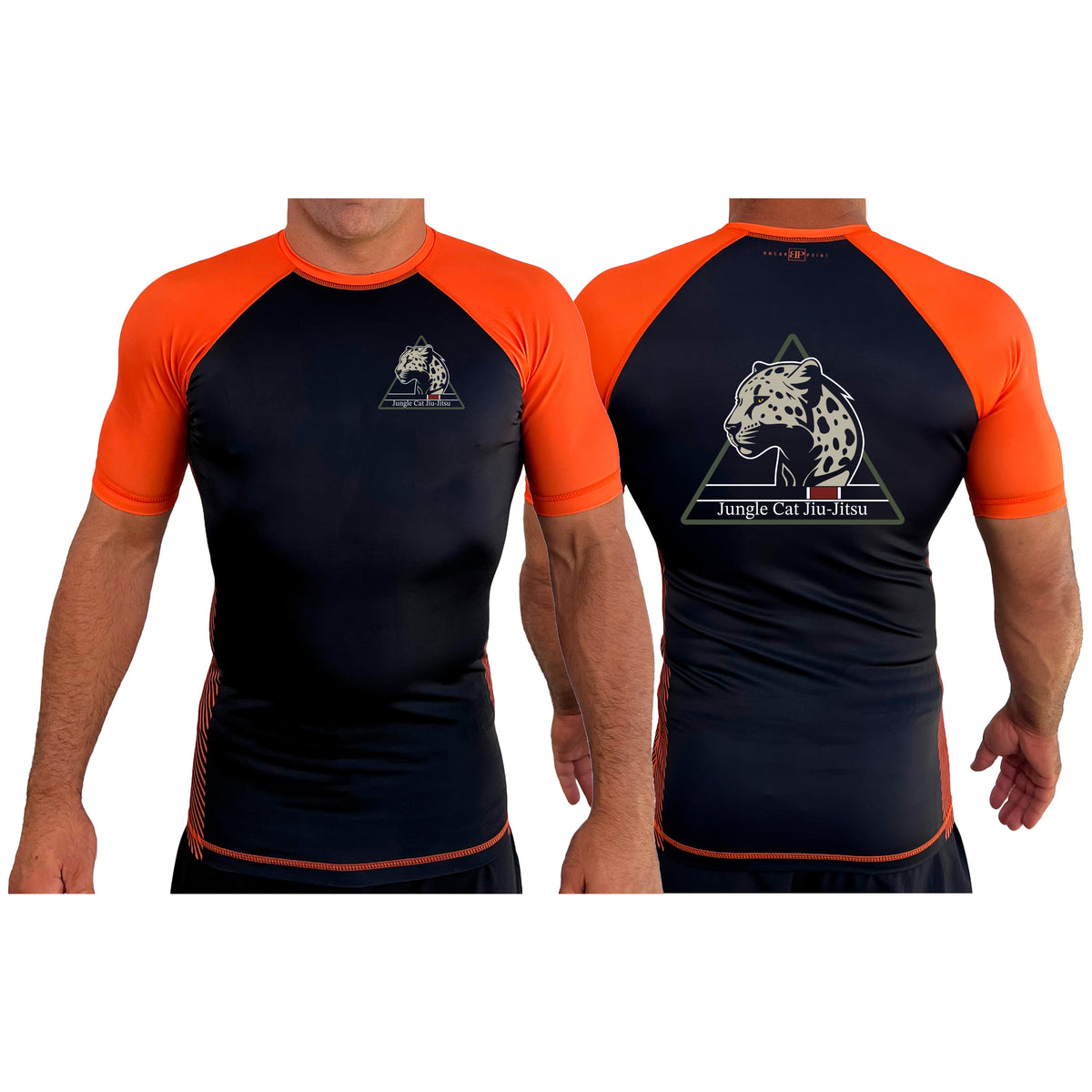 Jungle Cat Jiu Jitsu All Black Ranked Short Sleeve Rash Guards #8182 A