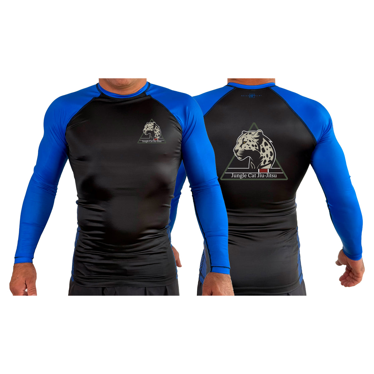 Jungle Cat Jiu Jitsu All Black Ranked Long Sleeve Rash Guards #8182 A