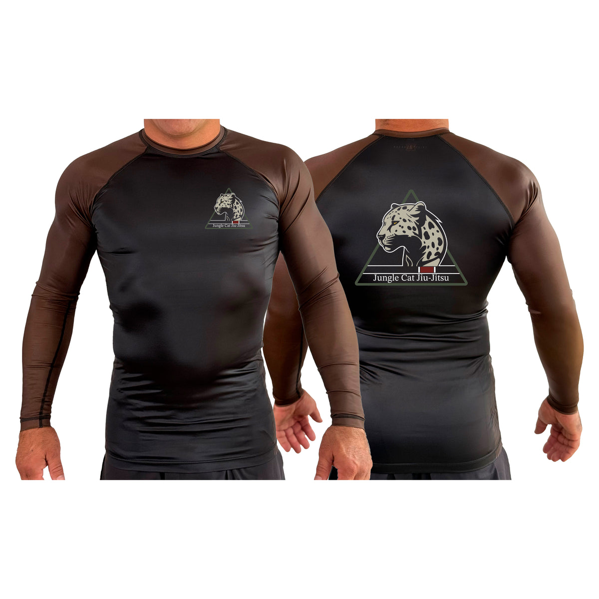 Jungle Cat Jiu Jitsu All Black Ranked Long Sleeve Rash Guards #8182 A