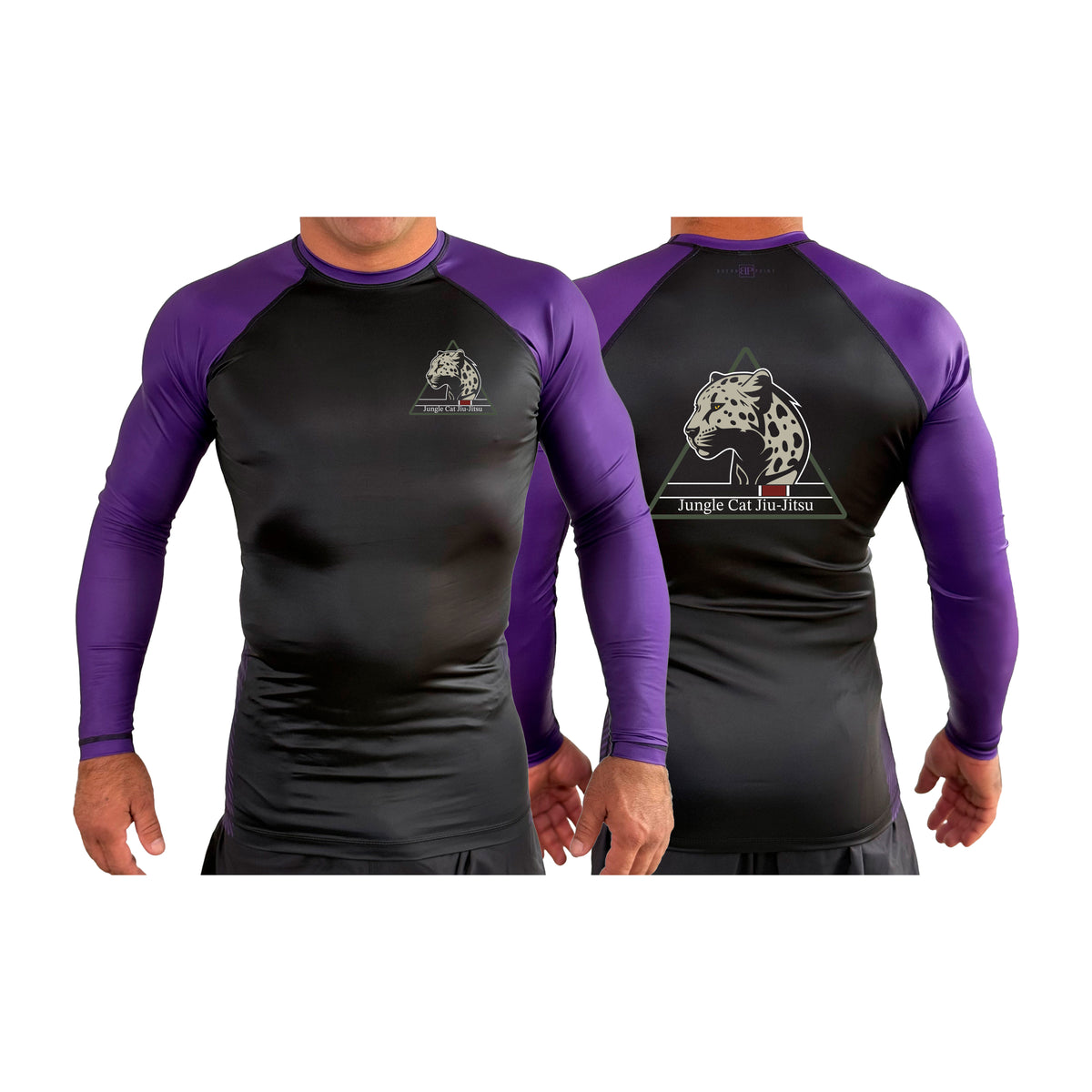 Jungle Cat Jiu Jitsu All Black Ranked Long Sleeve Rash Guards #8182 A