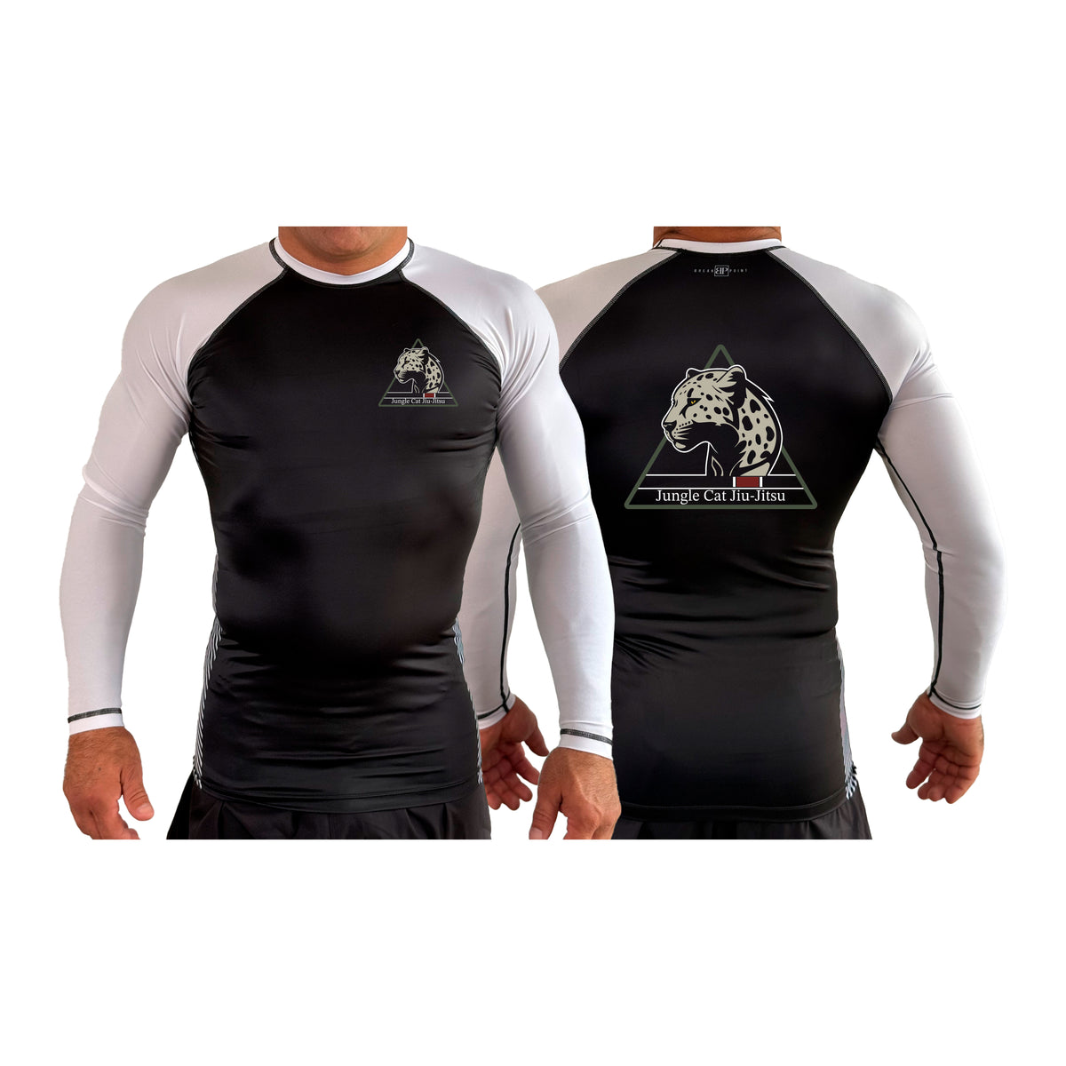 Jungle Cat Jiu Jitsu All Black Ranked Long Sleeve Rash Guards #8182 A