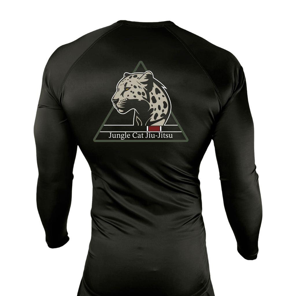 Jungle Cat Jiu Jitsu All Black Rash Guards Long Sleeves #8182 A