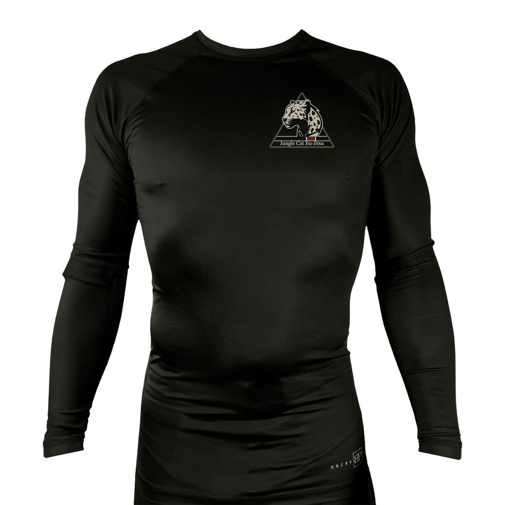 Jungle Cat Jiu Jitsu All Black Rash Guards Long Sleeves #8182 A