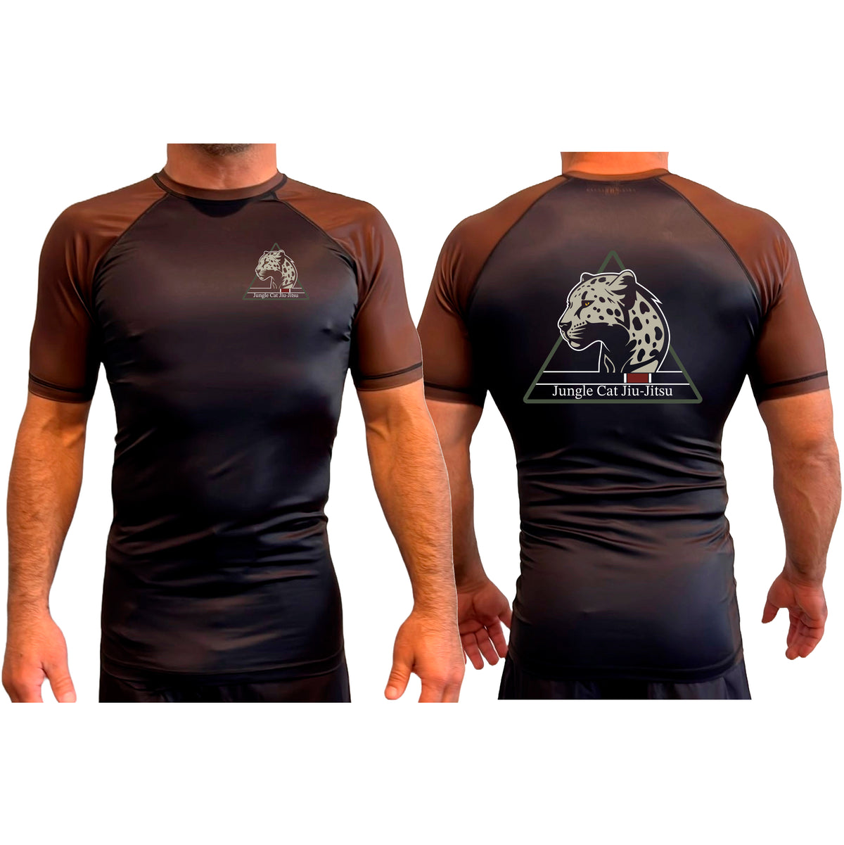 Jungle Cat Jiu Jitsu All Black Ranked Short Sleeve Rash Guards #8182 A