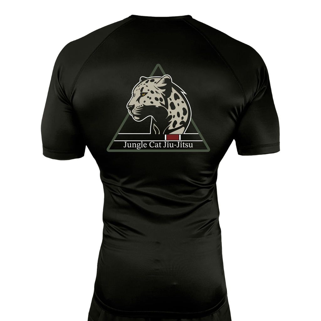 Jungle Cat Jiu Jitsu All Black Rash Guards Short Sleeves #8182 A