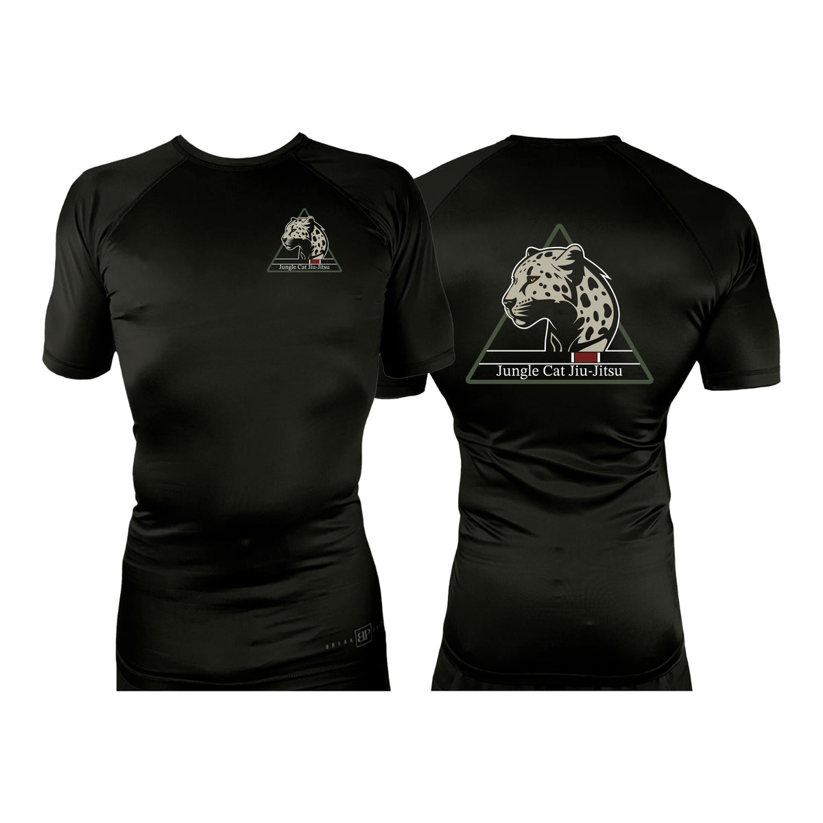 Jungle Cat Jiu Jitsu All Black Rash Guards Short Sleeves #8182 A