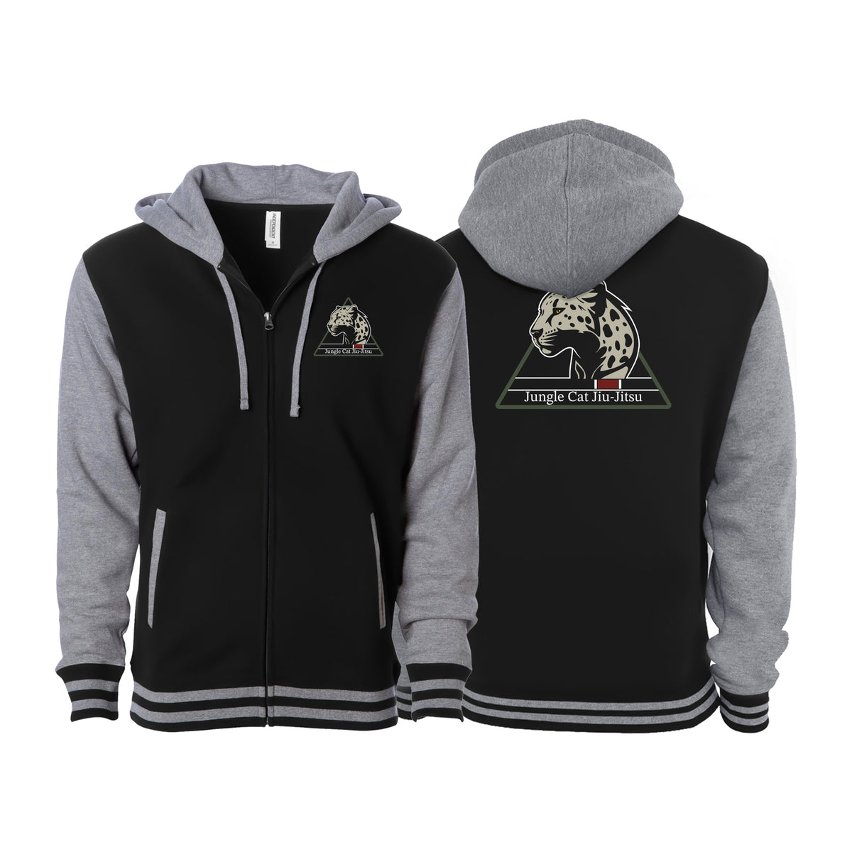 Jungle Cat Jiu Jitsu Varsity Zip-Up Hoodies #8182 A