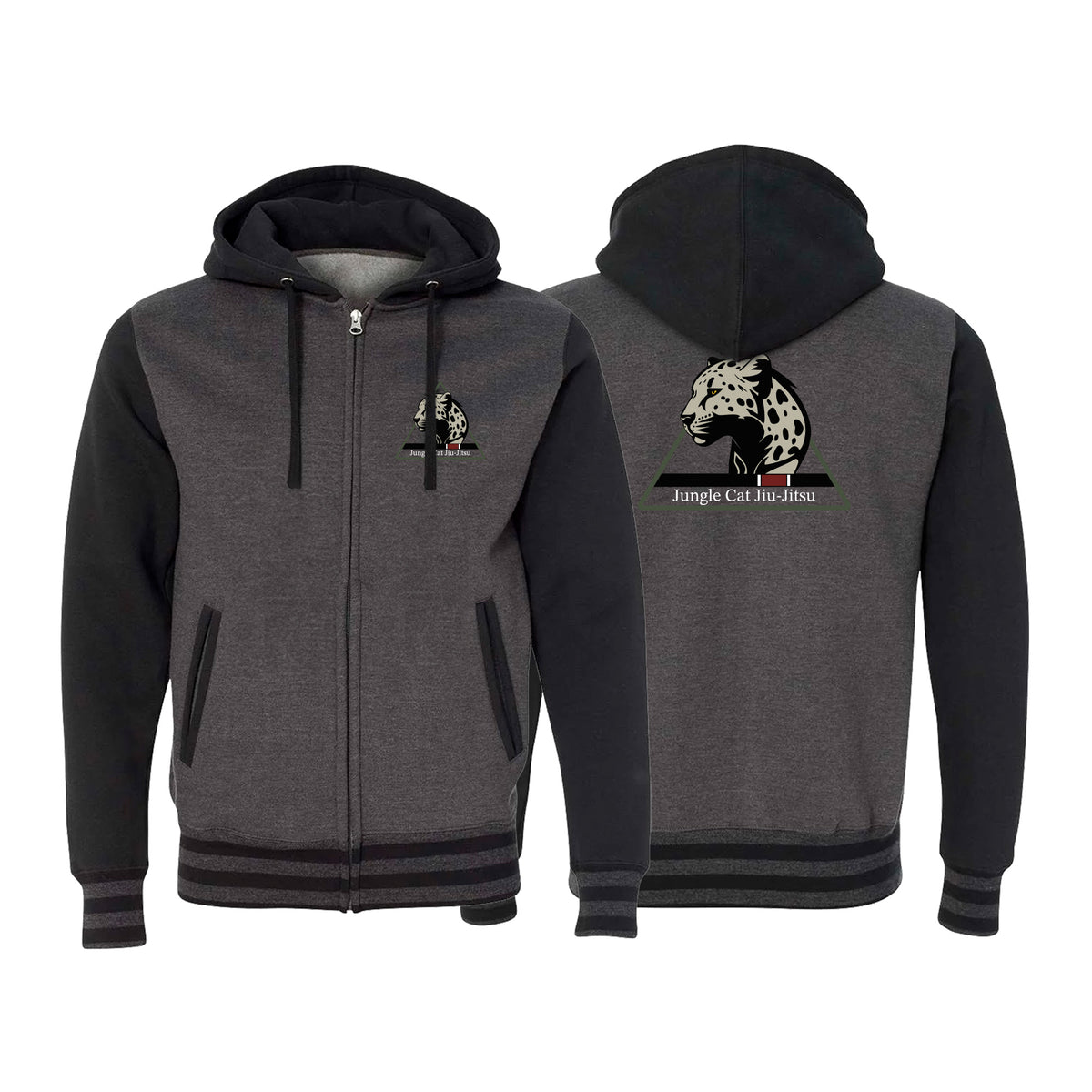 Jungle Cat Jiu Jitsu Varsity Zip-Up Hoodies #8182 A