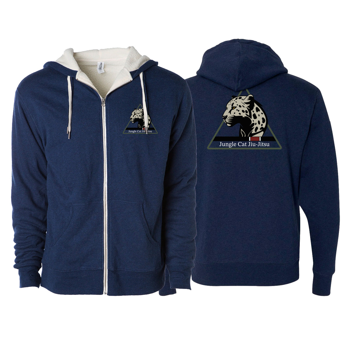 Jungle Cat Jiu Jitsu Sherpa Lined Zip-Up Hoodie #8182 A