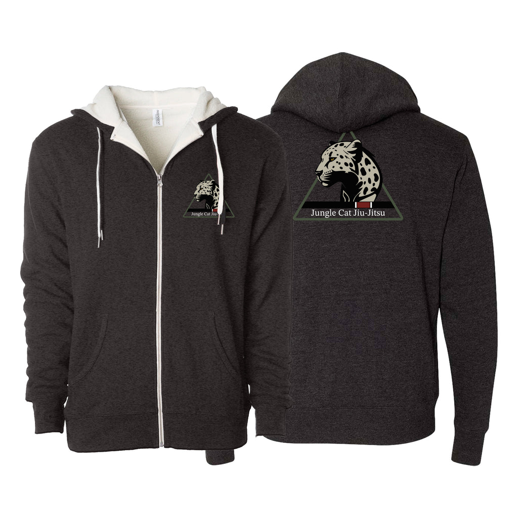 Jungle Cat Jiu Jitsu Sherpa Lined Zip-Up Hoodie #8182 A