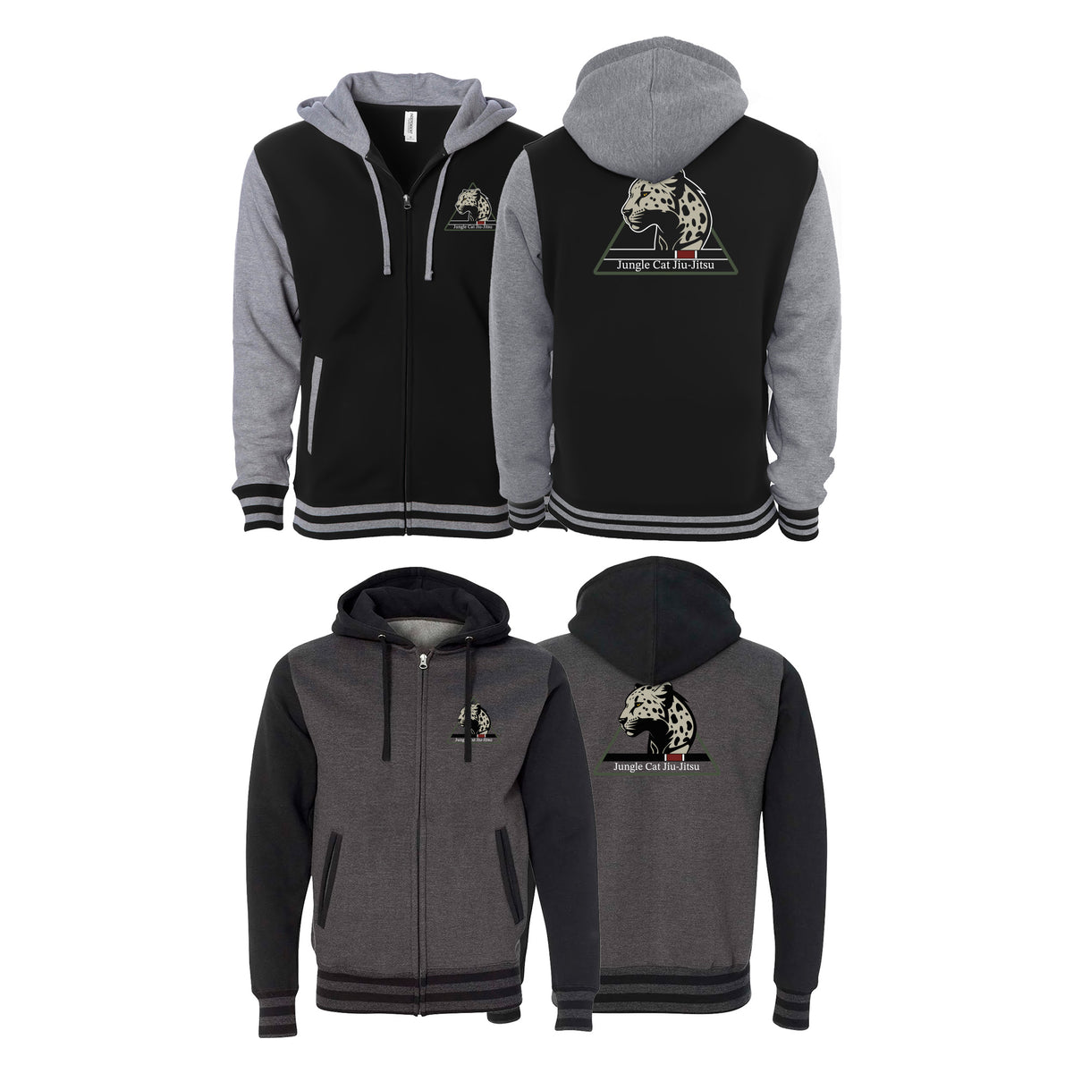 Jungle Cat Jiu Jitsu Varsity Zip-Up Hoodies #8182 A