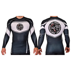 Gilroy BJJ Academy Rash Guards Black/White #8183 B