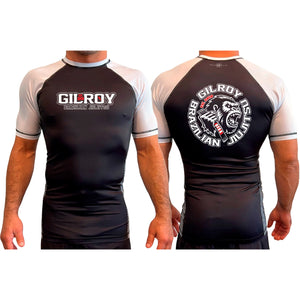 Gilroy BJJ Academy All Black Ranked Short Sleeve Rash Guards #8183 B