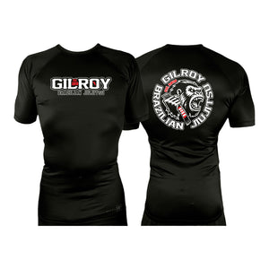 Gilroy BJJ Academy All Black Rash Guards Short Sleeves #8183 B
