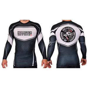 Hollister House of Grappling Academy Rash Guards Black/White #8184 A