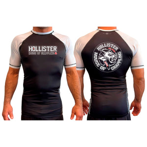 Hollister House of Grappling All Black Ranked Short Sleeve Rash Guards #8184 A