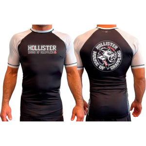 Hollister House of Grappling All Black Ranked Short Sleeve Rash Guards #8184 A