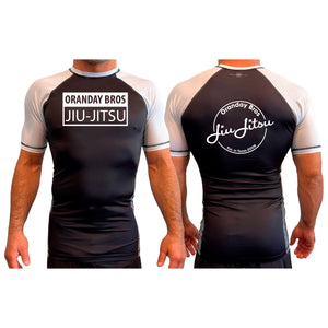 Oranday bros jiu jitsu All Black Ranked Short Sleeve Rash Guards #8185 C