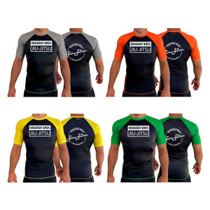 Oranday bros jiu jitsu All Black Ranked Short Sleeve Rash Guards #8185 C