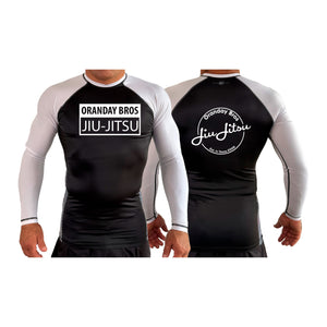 Oranday bros jiu jitsu All Black Ranked Long Sleeve Rash Guards #8185 C