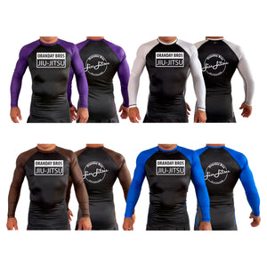 Oranday bros jiu jitsu All Black Ranked Long Sleeve Rash Guards #8185 C