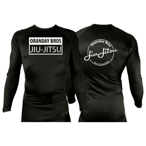 Oranday bros jiu jitsu All Black Rash Guards Long Sleeves #8185 C