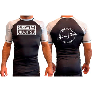 Oranday bros jiu jitsu All Black Ranked Short Sleeve Rash Guards #8185 C