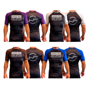 Oranday bros jiu jitsu All Black Ranked Short Sleeve Rash Guards #8185 C