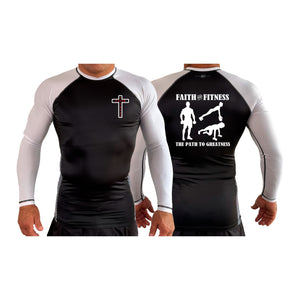 Faith and Fitness All Black Ranked Long Sleeve Rash Guards #8186 A