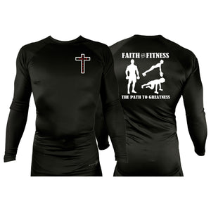 Faith and Fitness All Black Rash Guards Long Sleeves #8186 A
