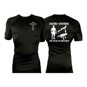Faith and Fitness All Black Rash Guards Short Sleeves #8186 A