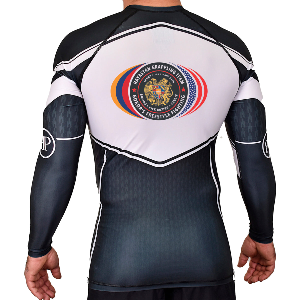 Hayastan Grappling Academy Rash Guards Black/White #8188 C
