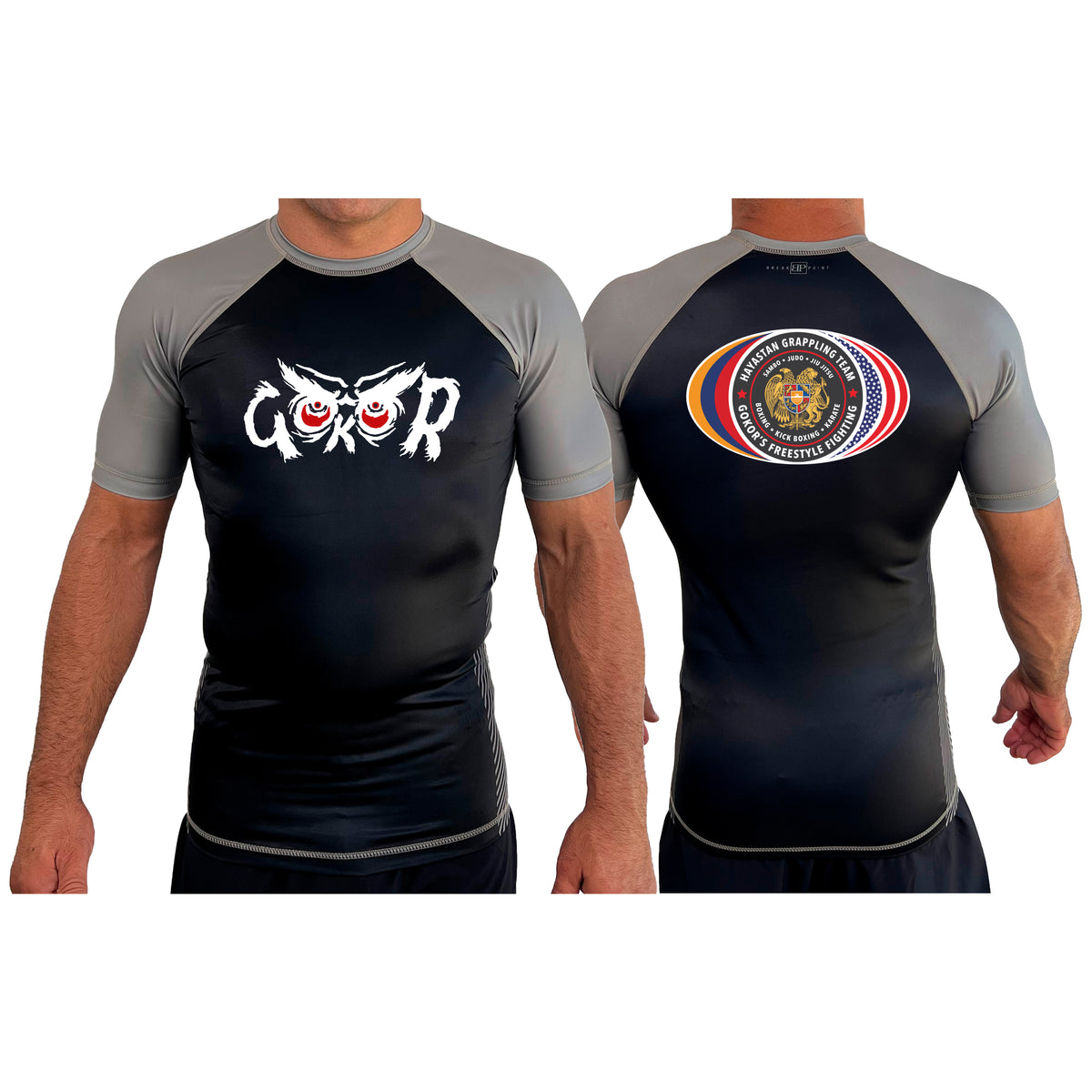 Hayastan Grappling Academy All Black Ranked Short Sleeve Rash Guards #8188 C