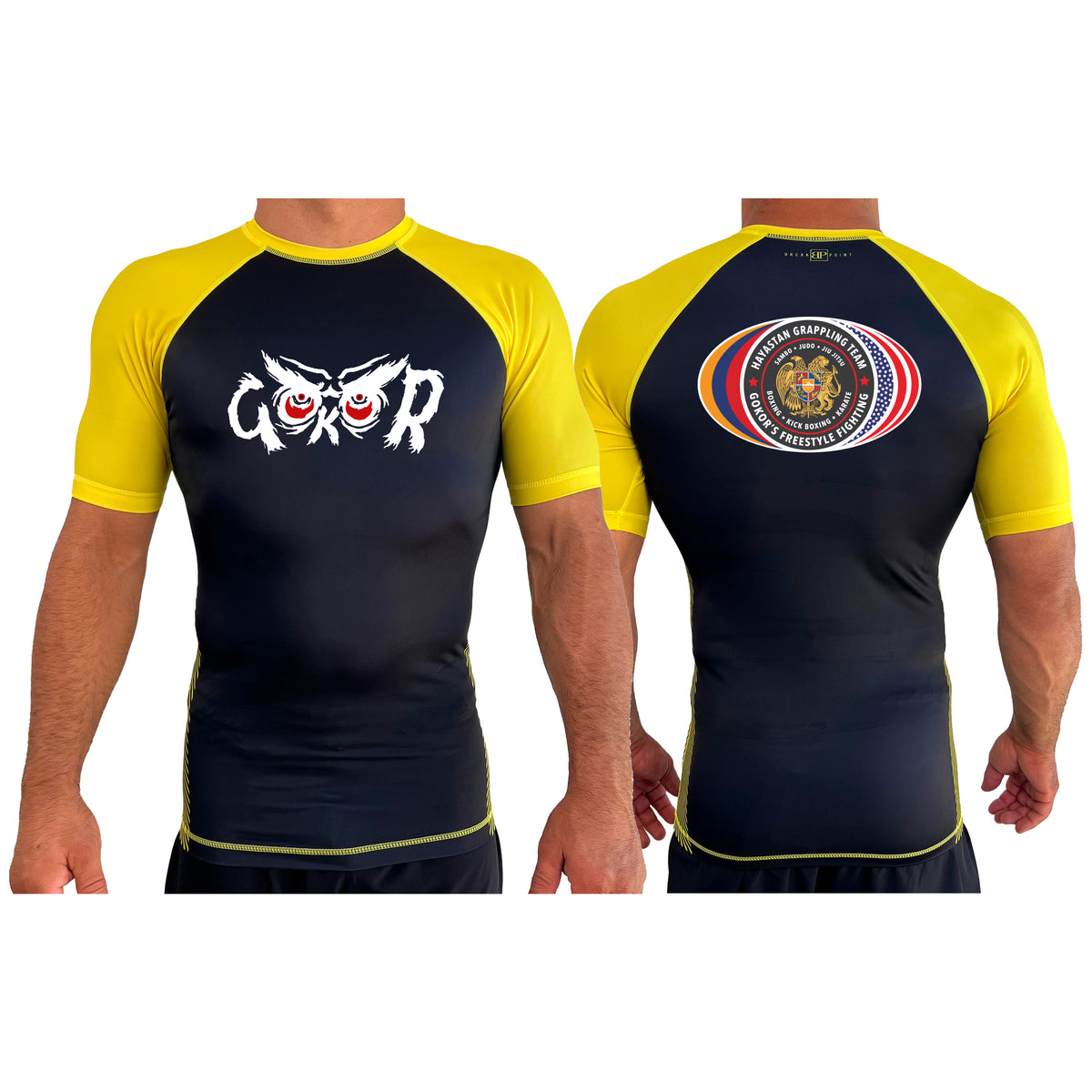 Hayastan Grappling Academy All Black Ranked Short Sleeve Rash Guards #8188 C