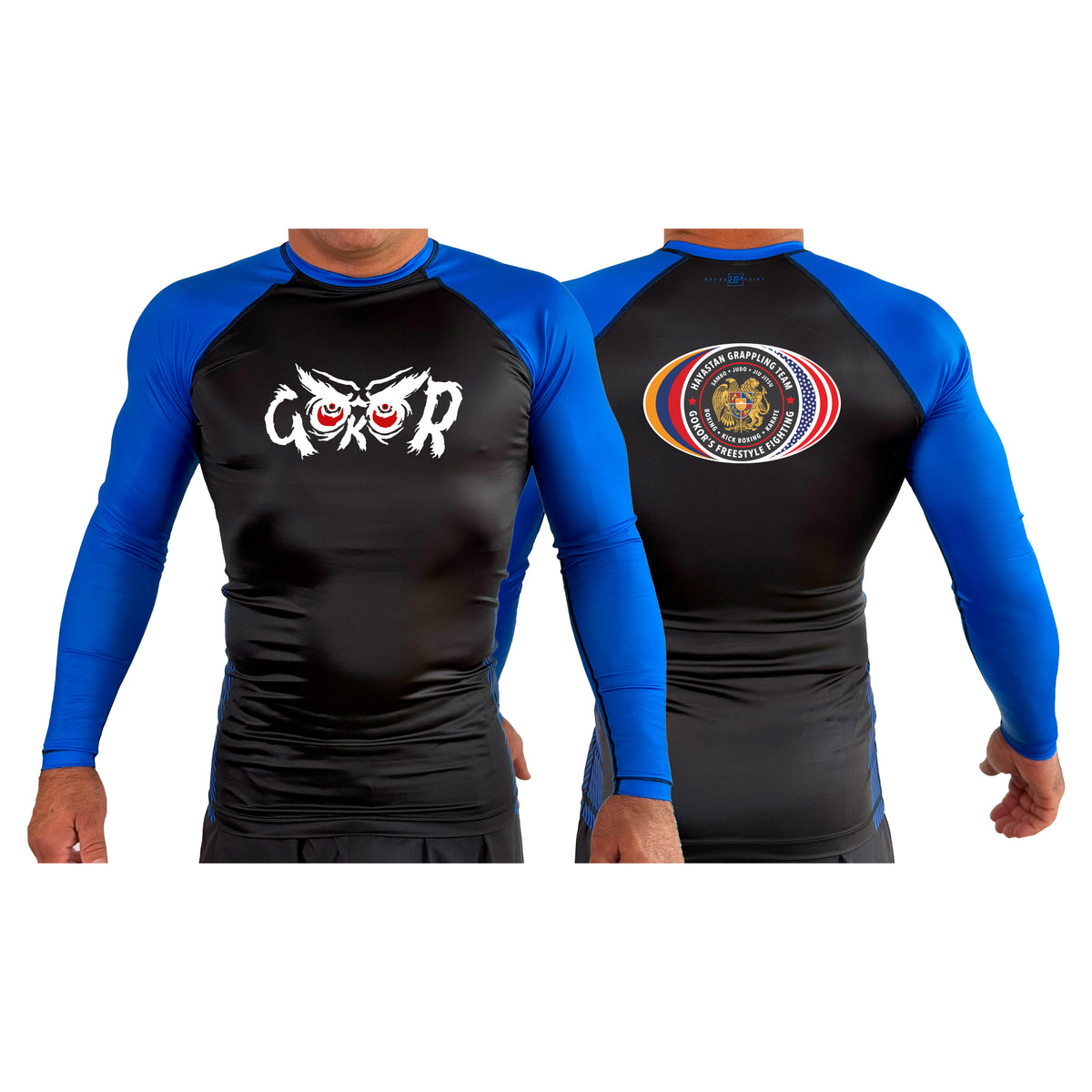Hayastan Grappling Academy All Black Ranked Long Sleeve Rash Guards #8188 C