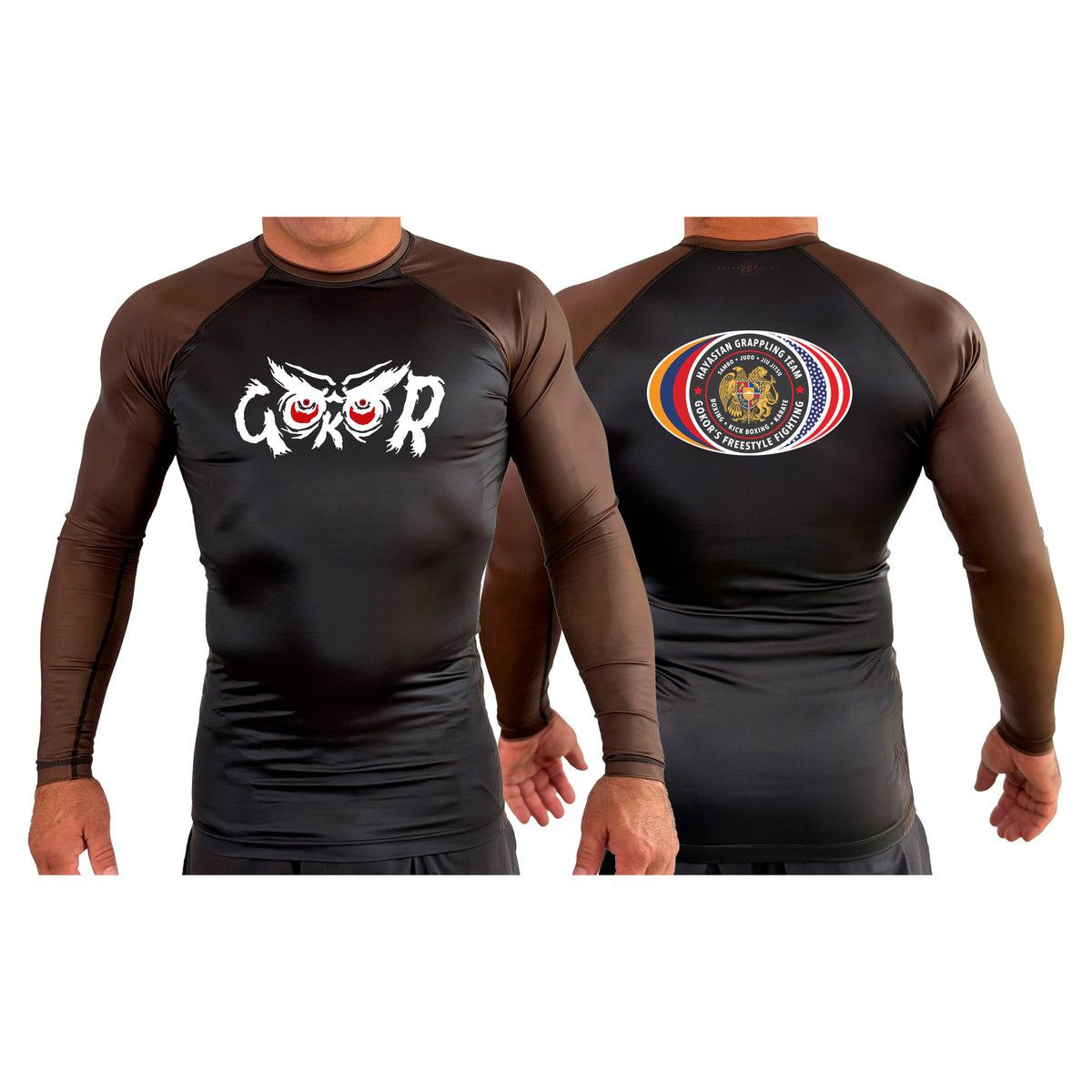 Hayastan Grappling Academy All Black Ranked Long Sleeve Rash Guards #8188 C