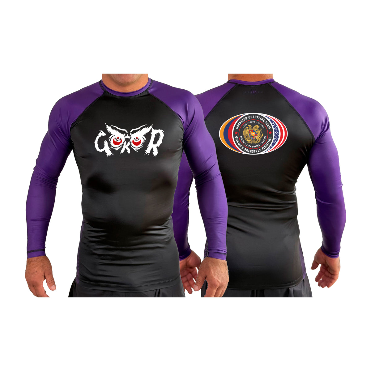 Hayastan Grappling Academy All Black Ranked Long Sleeve Rash Guards #8188 C