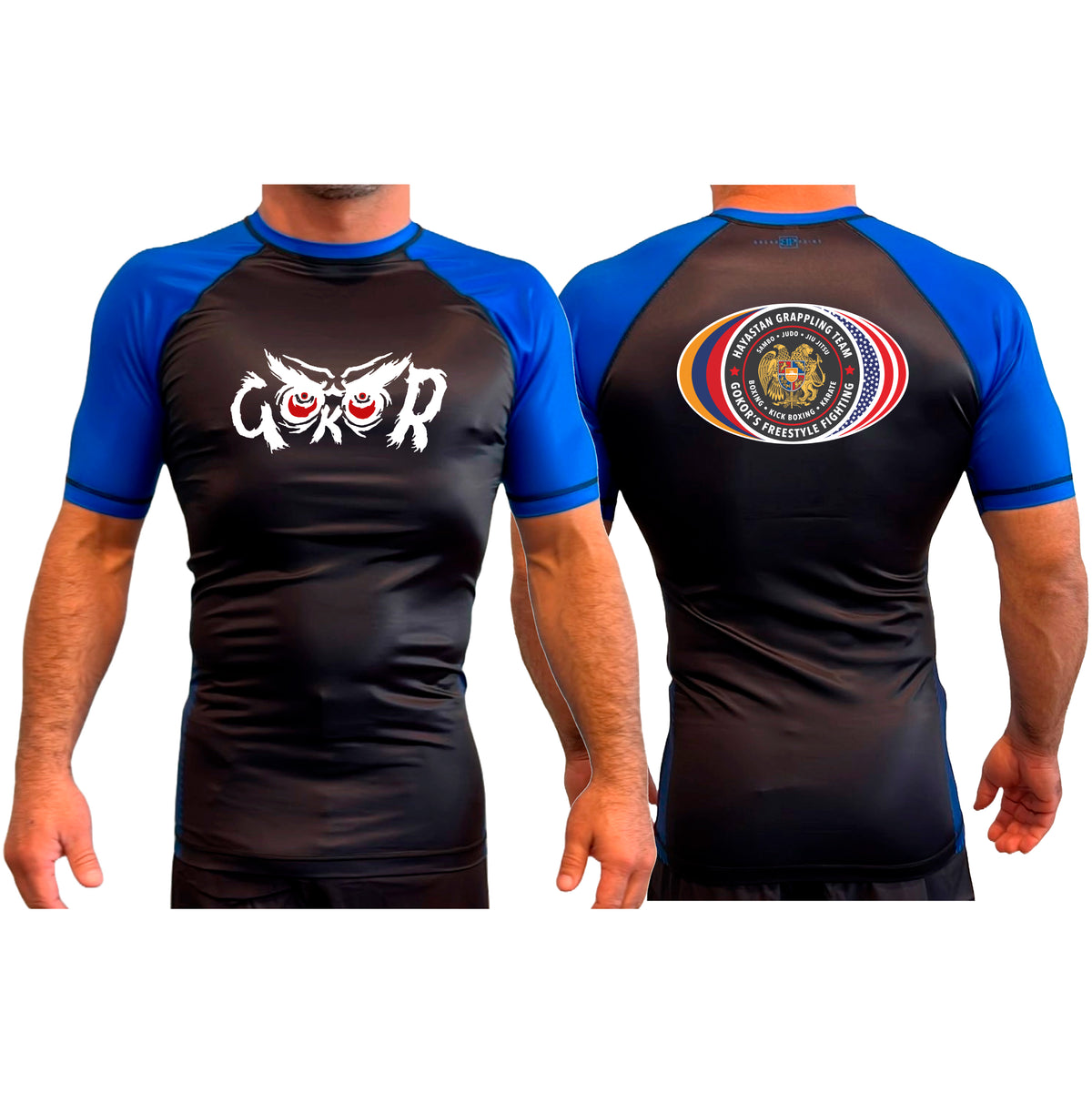 Hayastan Grappling Academy All Black Ranked Short Sleeve Rash Guards #8188 C
