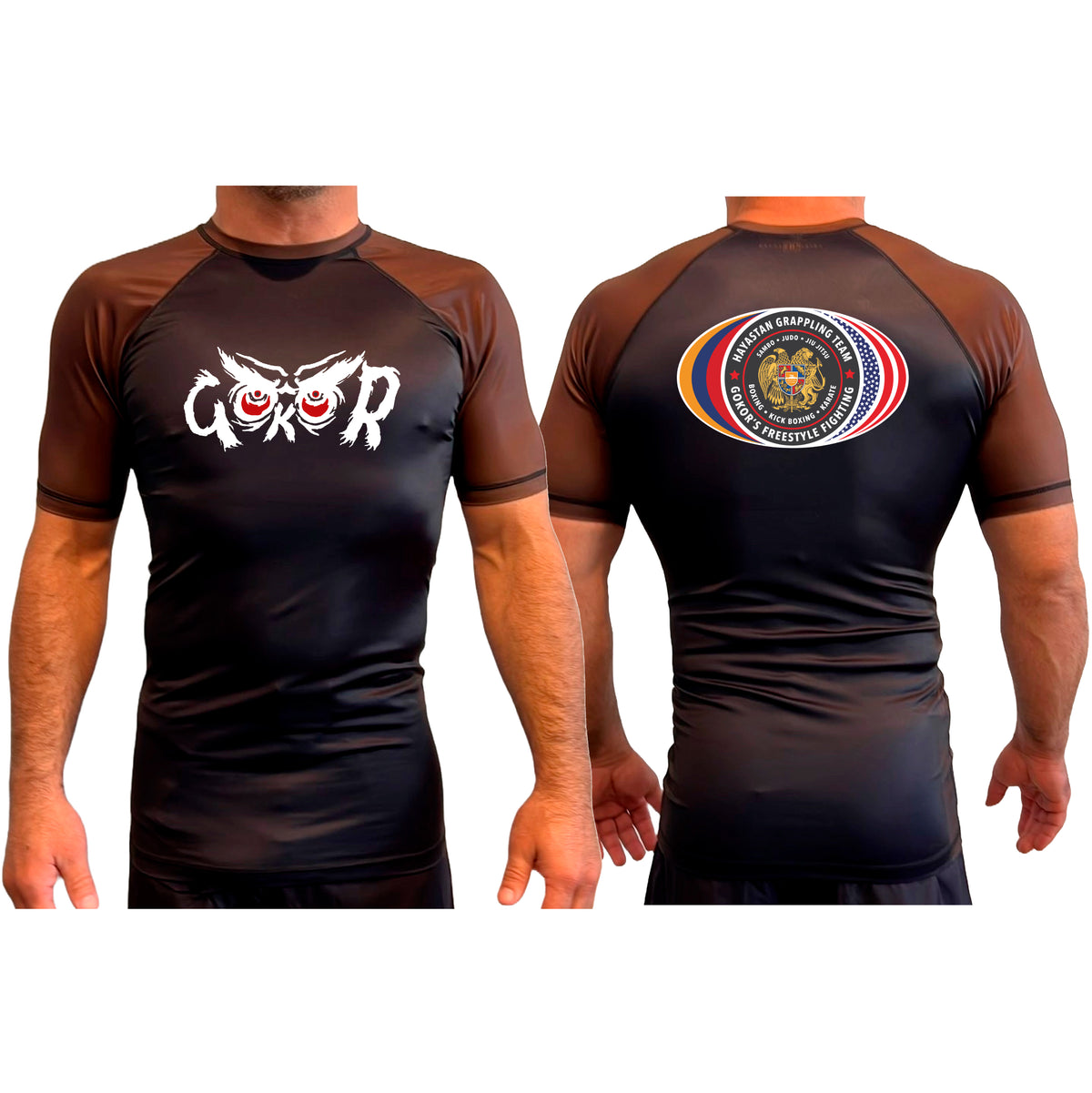 Hayastan Grappling Academy All Black Ranked Short Sleeve Rash Guards #8188 C