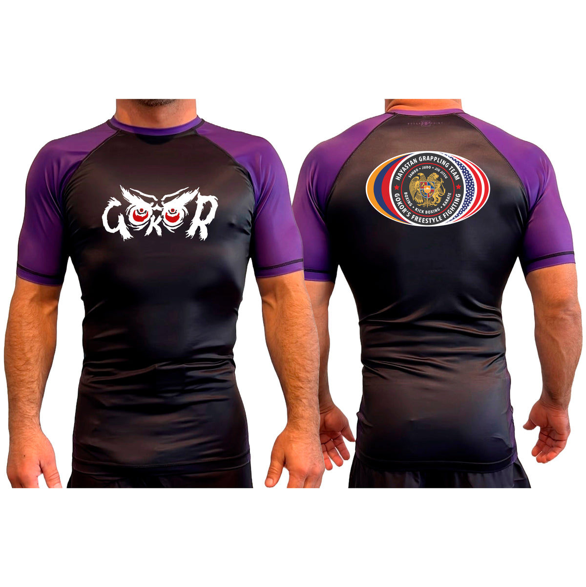 Hayastan Grappling Academy All Black Ranked Short Sleeve Rash Guards #8188 C