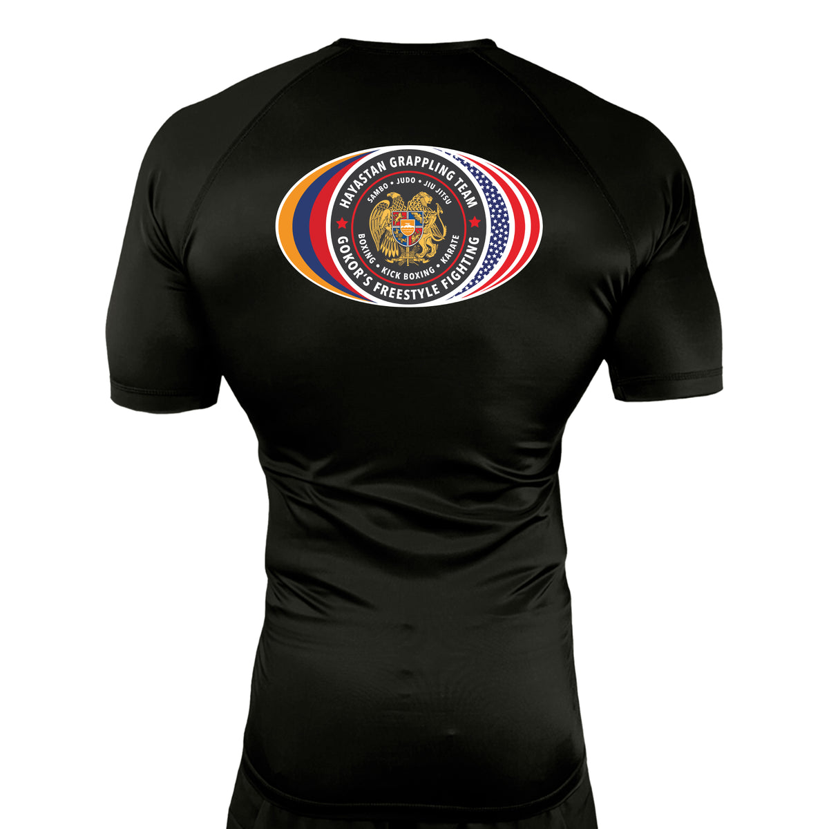 Hayastan Grappling Academy All Black Rash Guards Short Sleeves #8188 C