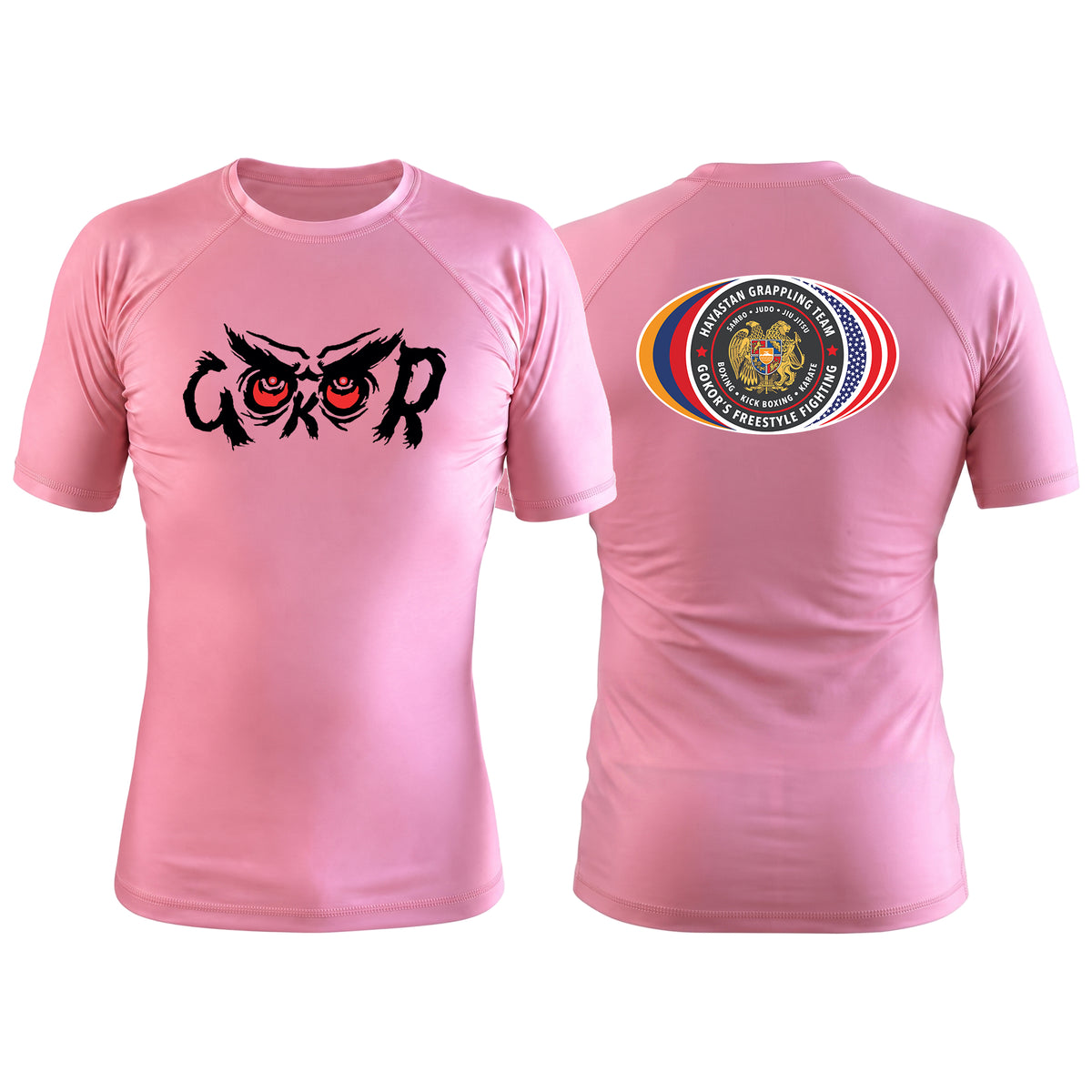 Hayastan Grappling Academy Pink Rash Guards Short Sleeve #8188 C