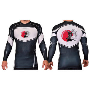 Warrior Elite BJJ Academy Rash Guards Black/White #8189 A