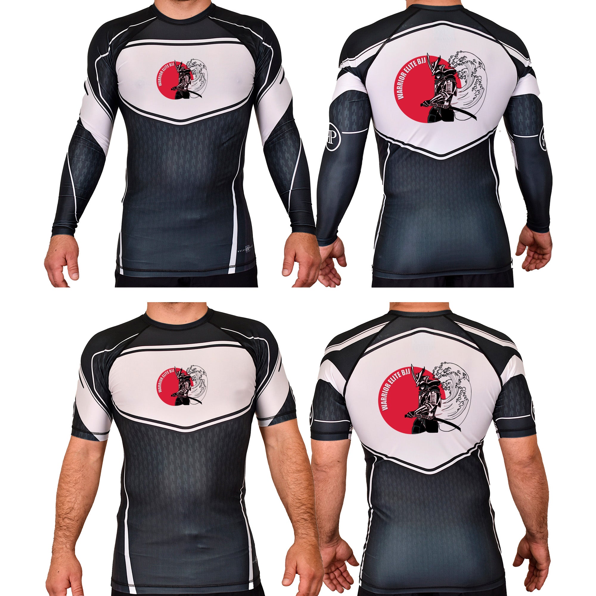 Warrior Elite BJJ Academy Rash Guards Black/White #8189 A - Break Point FC