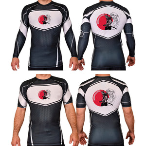 Warrior Elite BJJ Academy Rash Guards Black/White #8189 A
