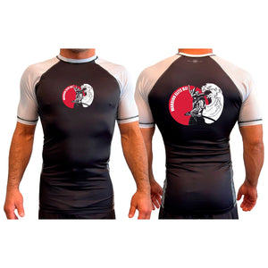 Warrior Elite BJJ All Black Ranked Short Sleeve Rash Guards #8189 A