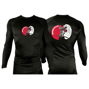 Warrior Elite BJJ All Black Rash Guards Long Sleeves #8189 A